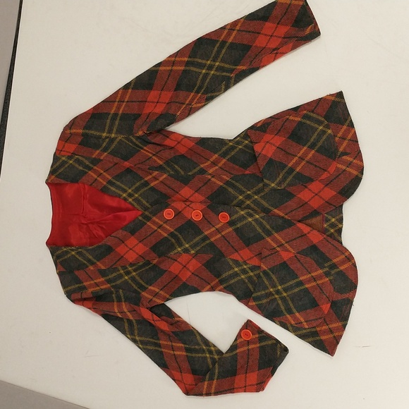 Red Plaid Knit Skirt Set 70s Vintage St. Cloud Acrylic Knit Long Jacket Short Sk - Picture 10 of 14